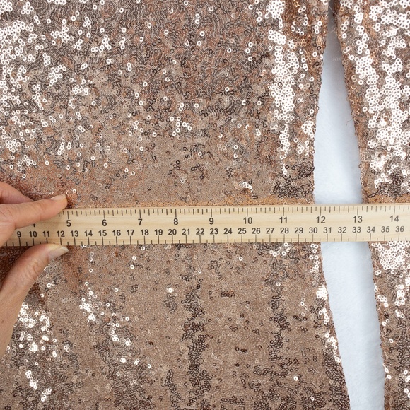 Fashion Nova Dress Small Rose Gold Sequin One Shoulder Midi Side Slit Sexy - Picture 6 of 15